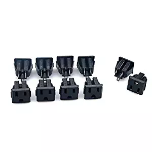 GLE2016 10Pcs Black US 3 Pins Power Socket Plug Panel Screw Mount Type Connectors Adapter (Female)