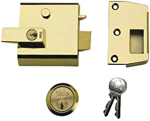 Yale P-1-BLX-PB-60 - Double Locking Nightlatch - 60mm - Brass Finish - High Security can be Locked from Inside with Key