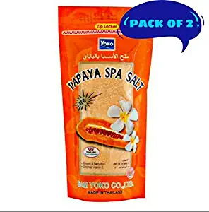 YOKO Papaya Spa Salt (Pack Of 2)Whitening Scrub Smooth & Body Skin Enriched Vitamin E - Papaya SPA Salt is for a skin whitening, enriched vitamin E, Papaya with natural salt benefits.300g X2p.(21 Oz)