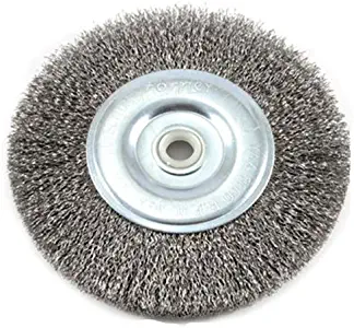 Forney 72745 Wire Bench Wheel Brush, Coarse Crimped with 1/2-Inch and 5/8-Inch Arbor, 6-Inch-by-.012-Inch