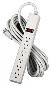 Fellowes 6-Outlet Office/Home Power Strip, 15 Foot Cord - Wall Mountable (99026)