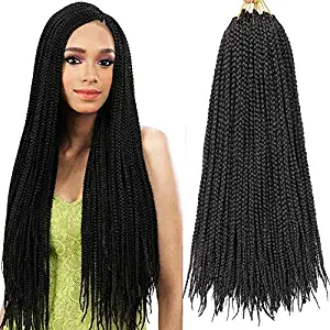 7 Packs 22 Inch Box Braids Crochet Braids 3X Box Braid Crochet Hair Extension 20 Strands/Pack (22 Inch7packs,1B#)