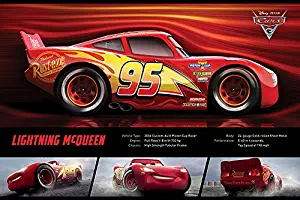 Cars 3 - Pixar / Disney Movie Poster / Print (Lightning McQueen - Stats) (Size: 36" x 24") (By POSTER STOP ONLINE)