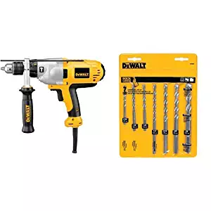 DEWALT DWD525K 1/2-Inch VSR Mid-Handle Grip Hammerdrill Kit with DEWALT DW5207 7-Piece Premium Percussion Masonry Drill Bit Set