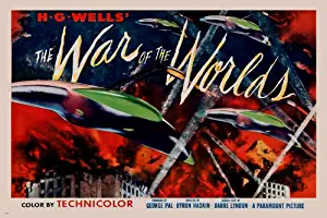 HG WELLS' WAR OF THE WORLDS movie poster CLASSIC SCI-FI lights space 24X36 (reproduction, not an original)