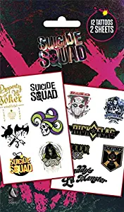 1art1 Suicide Squad Tattoo Pack - Task Force X, 12 Tattoos (7 x 4 inches)