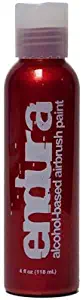 European Body Art EBA Endura Alcohol Airbrush Body Paint for Face and Body Painting - Waterproof, Durable Professional Makeup - Metallic Red 4oz Bottle