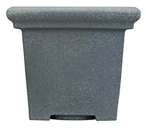 Akro Mils TES24000G21 24-Inch Terrazzo Square Pot, Black Granite