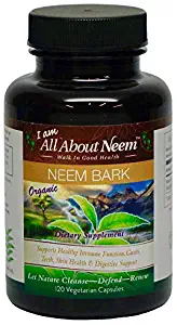 Neem Bark Capsules Organic 400 mg 120 Count Grown in America Helps With Digestion & Oral Care For People & Pets VeganMade in America