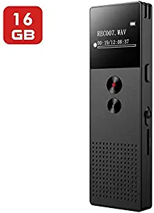 Digital Voice Recorder, 16GB Digital Voice Recorder for Lecture, Audio Voice Recorder with MP3 Player, Voice Activated Recorder, with Rechargeable Stereo HD Recording Voice