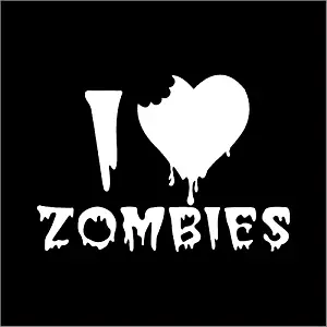 Makarios LLC I Love Zombies Cars Trucks Vans Walls Laptop MKR| White |5.5 x 3.75|MKR805