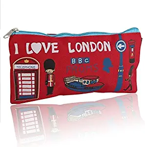 London Style Pencil Pen Case Cosmetic Makeup Bag Pouch Holder Women Bags Fresh Purse Zipper Coin,Red