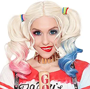 Morvally Multi-Color Ponytail Wigs for Women Halloween Party Costume Cosplay (Blonde/Pink/Blue)