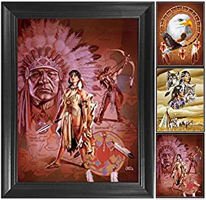 Native American Indian Dream Catcher 3D Poster Print Wall Art Décor Framed - 14.5x18.5 | 3D Lenticular Posters Transitions Between Images! | Cool Home Room Pictures | Southwest Kids Bedroom Gifts