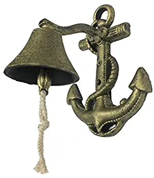 Rustic Gold Cast Iron Wall Mounted Anchor Bell 8