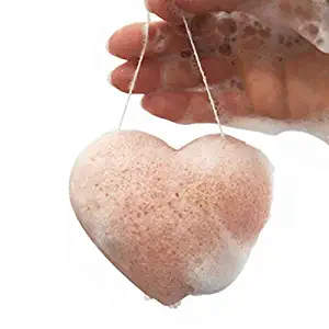 Konjac Sponge for Cleaning face 100% Natural Facial Sponge Heart Shape Pink Clay