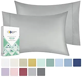 California Design Den 600 Thread Count Best Bed Sheets 100% Cotton Sheets Set - Long-Staple Cotton Sheet (Standard/Queen Pillowcase Pair, Light Gray)