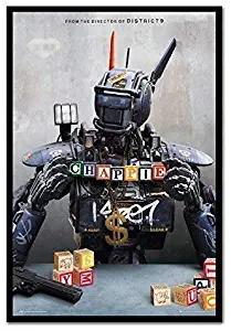 Chappie Movie One Sheet Poster Cork Pin Memo Board Black Framed - 96.5 x 66 cms (Approx 38 x 26 inches)