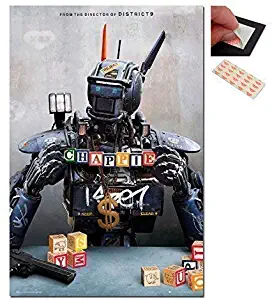 Bundle - 2 Items - Chappie Movie One Sheet Poster - 91.5 x 61cms (36 x 24 Inches) and a Set of 4 Repositionable Adhesive Pads For Easy Wall Fixing