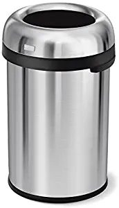 simplehuman 115 Liter / 30 Gallon Bullet Open Top Trash Can Commercial Grade, Heavy Gauge Brushed Stainless Steel