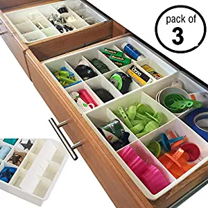 Uncluttered Designs Adjustable Drawer Dividers for Utility Drawer Kitchen Storage and Organization (3 Pack)