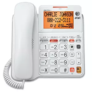 AT&T CL4940 Corded Standard Phone with Answering System and Backlit Display, White