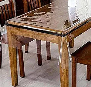 DiamondHome Clear_Transparent Tablecloth Heavy Duty Kitchen Table TOP Cover Water Proof Hard Plastic Vinyl Spills Protector (60" x 90")