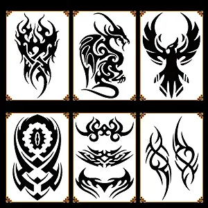 Leoars Totem Temporary Tattoos, Arm Tattoo Sticker Waterproof, Fake Tattoos for Men Women Guys Body Art, 6-Sheet