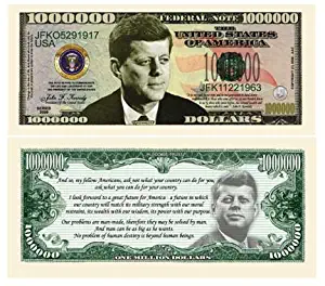 John F. Kennedy $Million Dollar$ Novelty Bill Collectible in Top Grade Currency Holder