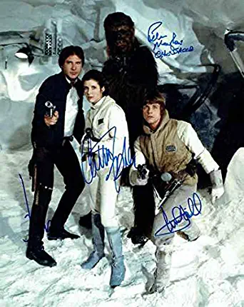Star Wars Cast Harrison Ford, Carrie Fisher, Mark Hamill, Peter Mayhew Signed Autographed 8x10 Inch Photo Print