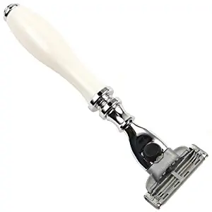 Elegant Faux Porcelain Triple Blade Razor from Parker Safety Razor - Accepts Mach 3 and Gillette3 Blades