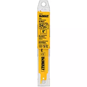 DEWALT DW4813 6-Inch 24 TPI Straight Back Bi-Metal Reciprocating Saw Blade (5-Pack)