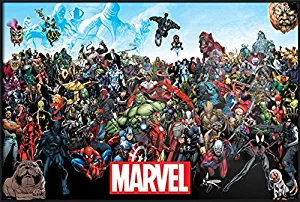 Marvel Comics Universe - Framed Comic Poster/Print (All Marvel Characters) (Size: 36 inches x 24 inches)