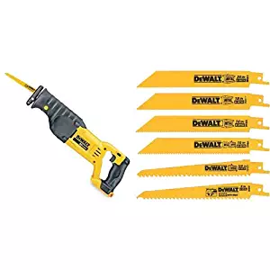 DEWALT DCS380B 20-Volt MAX Li-Ion Reciprocating Saw (Tool Only) with DW4856 Metal/Woodcutting Reciprocating Saw Blade Set, 6-Piece