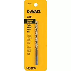 DEWALT DW1312 3/16-Inch Titanium Split Point Twist Drill Bit