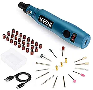 KeShi Cordless Rotary Tool, 3.7V Li-ion Rotary Accessory Kit with 42 Pieces Swap-able Heads, 3-Speed and USB Charging Multi-Purpose Power Tool for Delicate & Light DIY Small Projects