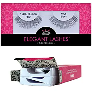 Elegant Lashes #006 Black - Professional 100% Natural Human Hair False Eyelashes (Triple Pack - 3 Pairs)