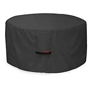 Porch Shield Fire Pit Cover - Waterproof 600D Heavy Duty Round Patio Fire Bowl Cover Black - 44 inch