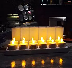 Opeita Rechargeable Candles (12 Pack), Flickering LED Tea Lights,Flameless Candle Light, Premium LEDs In High Brightness, Long Lasting 10~12 hours, Ideal For Restaurants,Coffee Shops,Hotel and Home