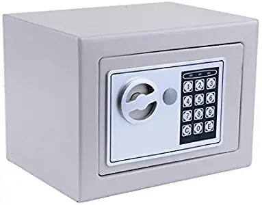 Digital Electronic Safe Security Box Small Wall-Anchoring Safe Deposit Box for Money Jewelry Cash Batteries - US Stock (Sliver Gray.)