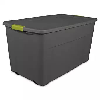 Verified Exchange (1 Tote) Sterilite 45 Gallon Gray Wheeled Latch Tote with Fern Latches - 36-5/8" L x 21" W x 19-1/2" H