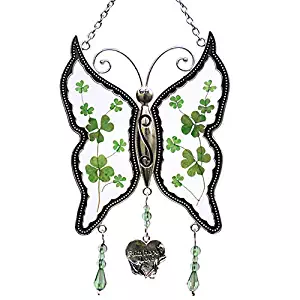 New Faith Hope Love Butterfly Suncatchers Irish Celtic Suncatchers Glass-Style Art Glass Suncatchrs St Patrick's Day Decoration, Irish Gift in-Law Gift, Irish Family Shamrock Shamrock (ST PR FHL)