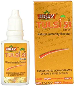 Jolly Tulsi 52 Drops 30 Mililitre | 1.01 fl. oz | Concentrated Liquid Extracts of 5 Types of Rare Tulasi | Holy Basil | For Refreshing Tulsi Tea