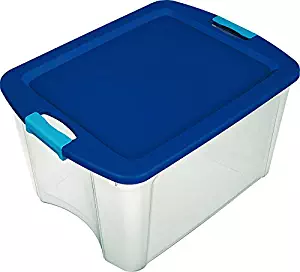 SteriliteÂ 72 Qt./18 Gal. Latching Storage Bin with Clear Base - True Blue