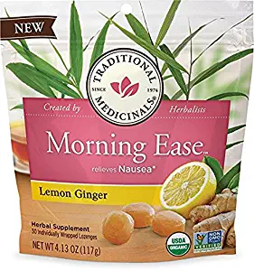 Traditional Medicinals Morning Ease Anti-Nausea Lozenges, Lemon Ginger (30 count)