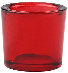 Bluecorn Beeswax Heavy Glass Votive and Tea Light Candle Holders (1, Red)