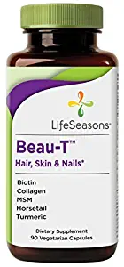 Life Seasons - Beau-T - Hair, Nail, and Skin Supplement - Maintain Healthy Hair and Nail Growth - Supports Clear Skin - Nail Strengthener - Contains Biotin, Collagen, Turmeric, (90 Capsules)