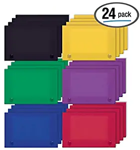 3 x 5 Inch Index Card Case by Better Office Products, 24 Pack, Semi-Rigid Plastic, with Clear Index Dividers, Primary Color Assortment