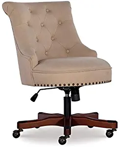 Linon Sinclair Wood Upholstered Office Chair in Beige