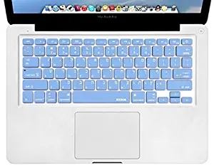 XSKN Hebrew Language Blue Color Silicone Keyboard Skin Cover for MacBook Air 13, Pro 13 15 17 inch, US Layout